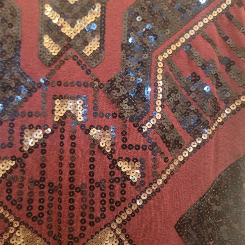 Art Deco Burgundy & Gold Cocktail Dress